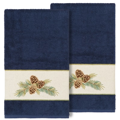 Authentic Hotel and Spa 100% Turkish Cotton Pierre 2PC Embellished Bath Towel Set