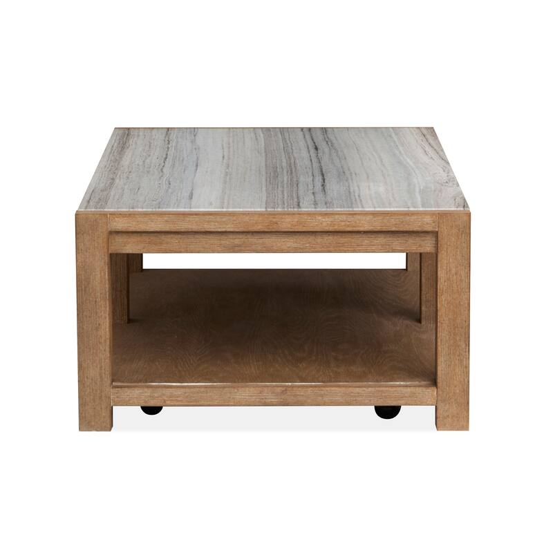 Magnussen Home Plum Creek Sierra Brown Rectangular Cocktail Table With Casters - 52''W x 30''D x 17.5''H