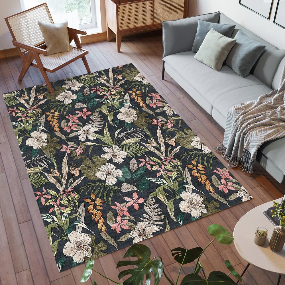 Gertmenian Crystal Print Soft Flat Pile Polyester Slip Resistant Washable Indoor Printed Area Rug Collection