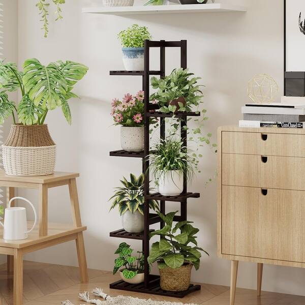 Plant Stand Indoor, 6 Tier Bamboo Tall Plant Shelf for Multiple Plants -  Bed Bath & Beyond - 42768432
