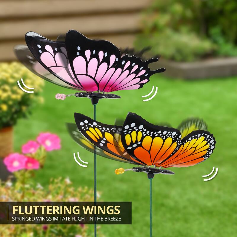 Exhart 2pk Large WindyWings Butterfly Stakes, 11 inch wingspan
