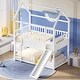 preview thumbnail 3 of 14, Wooden House Bunk Bed with Convertible Slide and Ladder,Twin Over Twin