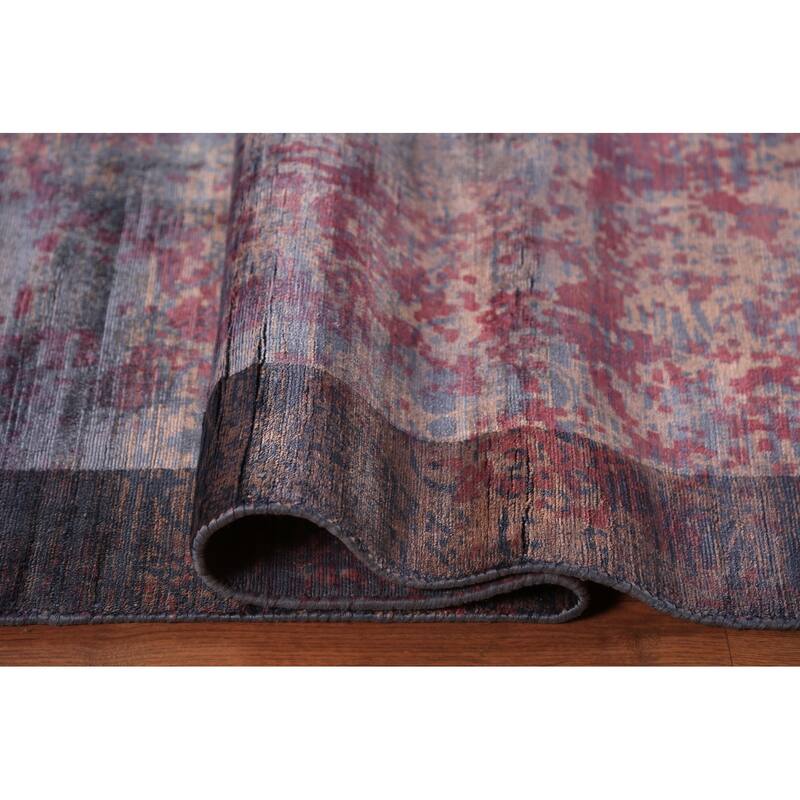 Contemporary Abstract Area Rug Handmade Indian Wool Carpet - 8'0"x 9'7"