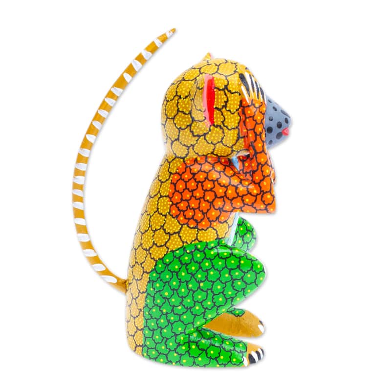 Novica Handmade Astonished Monkey Wood Alebrije Figurine