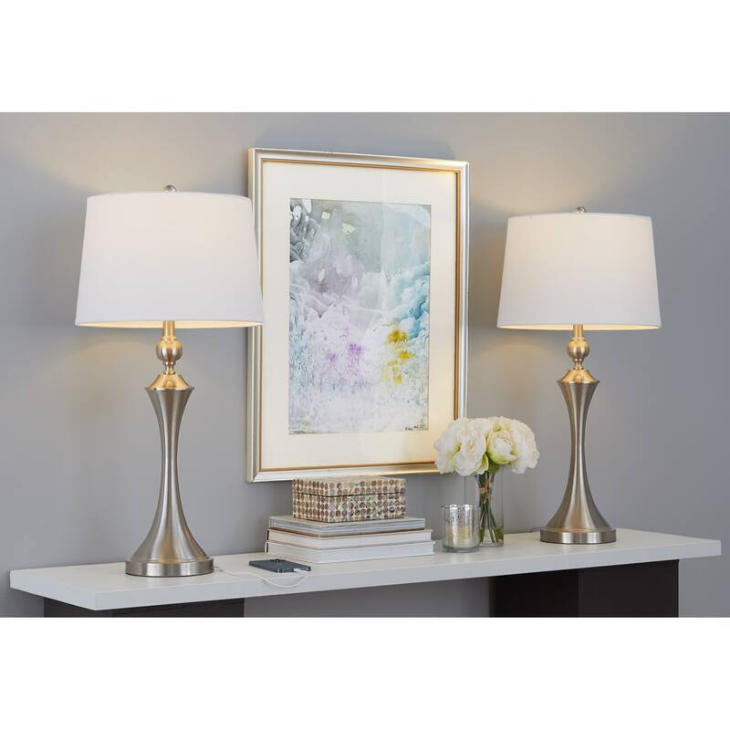 Flint 30.75" Metal Table Lamp with USB (Set of 2)
