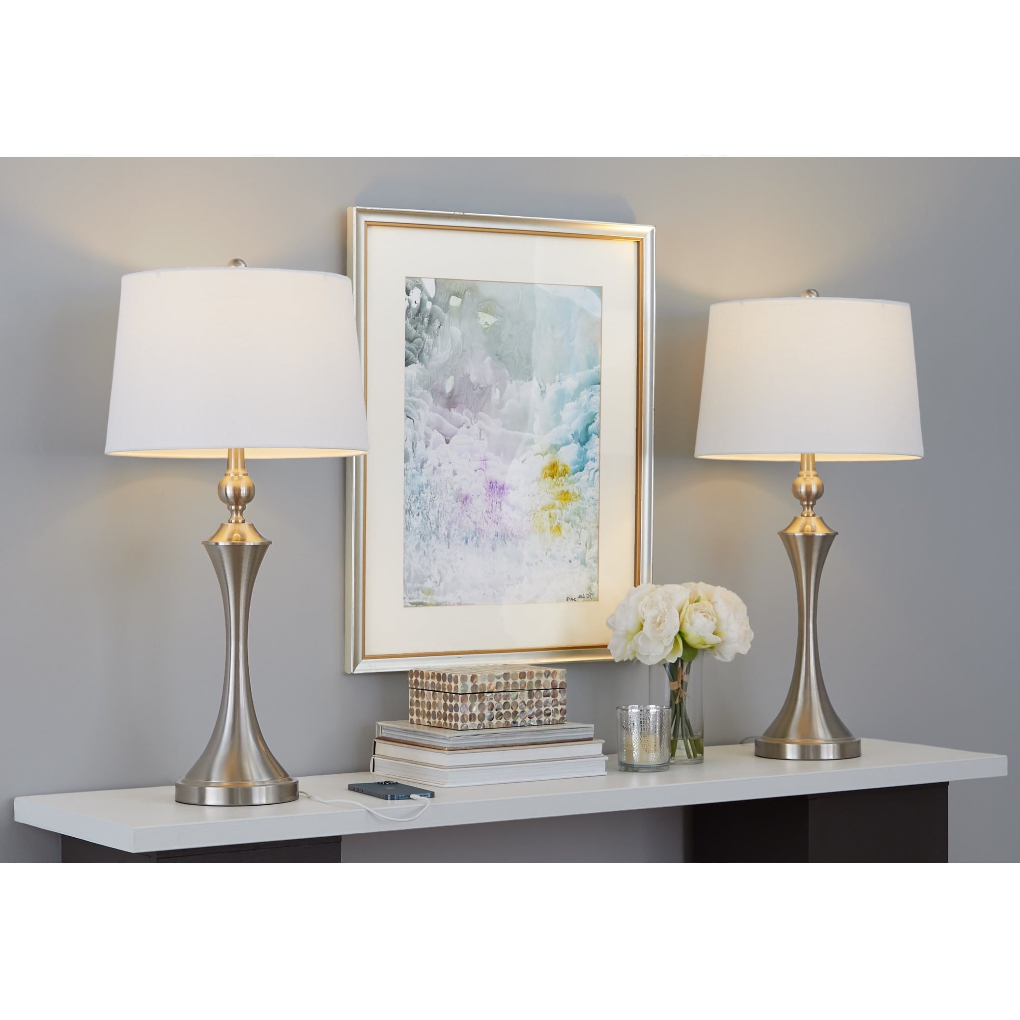 Flint 30.75" Metal Table Lamp with USB (Set of 2)