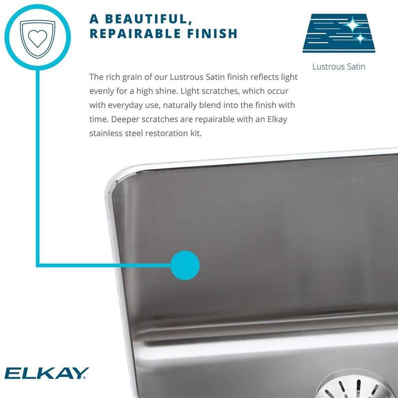 Elkay Lustertone 30-3/4" Undermount Double Basin Stainless Steel