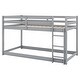 preview thumbnail 12 of 10, Twin Over Twin Floor Bunk Kids Bed Frame with Ladder and Guardrails, Grey