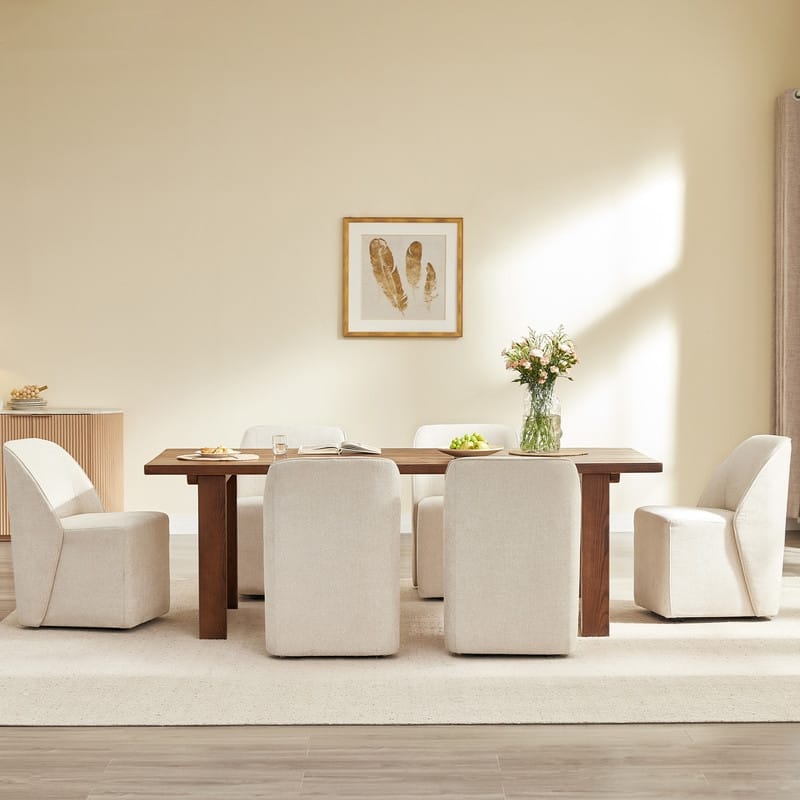 Spruce & Spring Modern Upholstered Dining Chair with Hidden Casters