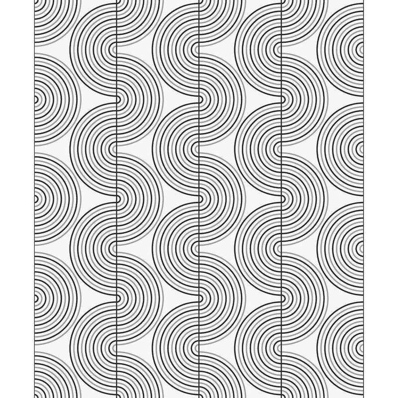 NextWall Zen Geo Peel and Stick Wallpaper - 20.9 in. W x 18 ft. L - Onyx & Metallic Silver