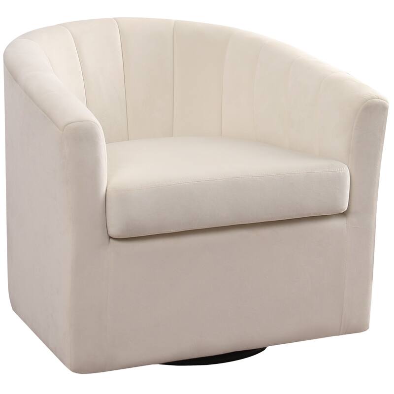 29.5" Wide Adult Contemporary Comfort Plush Solid Color Swivel Bucket Chair with Channel Design - 29.5''*28.5''*27.8''