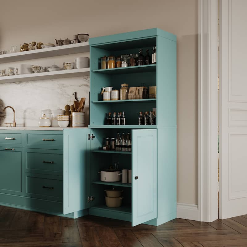 100% Solid Wood 32" Kitchen Pantry Cabinet with 2 Doors by Palace Imports