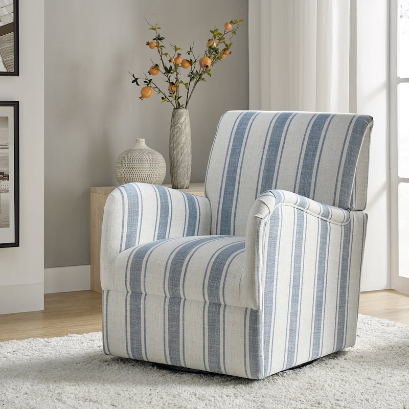 Pancy Traditional Swivel Armchair with Jacobean Strip Pattern by HOLALA HOME