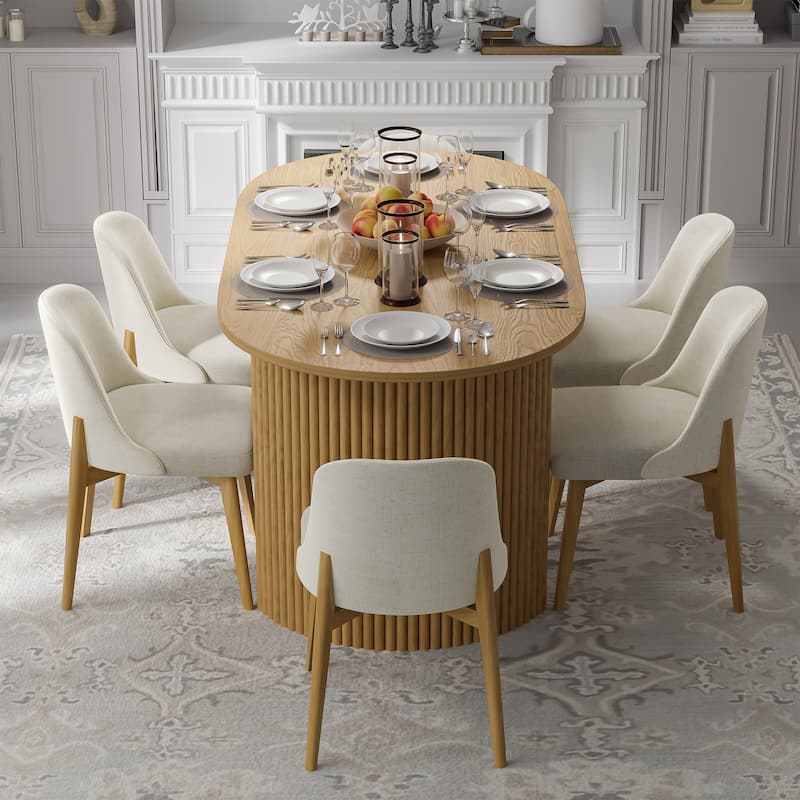 Dining Chairs Kitchen Chairs with Wood Legs Set of 6 - Oak