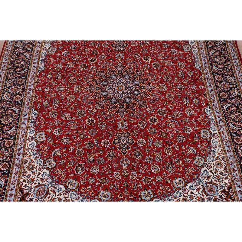 Red Floral Kashan Turkish Area Rug Home Decor Machine-Made Carpet - 9'9" x 13'4"
