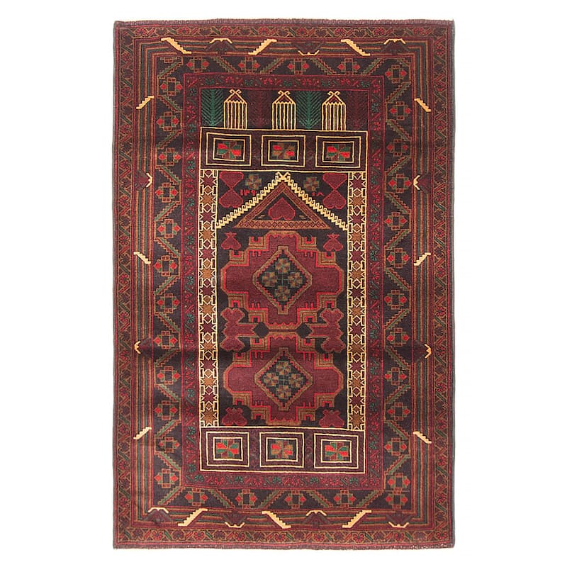 Teimani Burgundy Rug 2'11" x 4'7" - 2'11 x 4'7 - Burgundy - 2'11 x 4'7