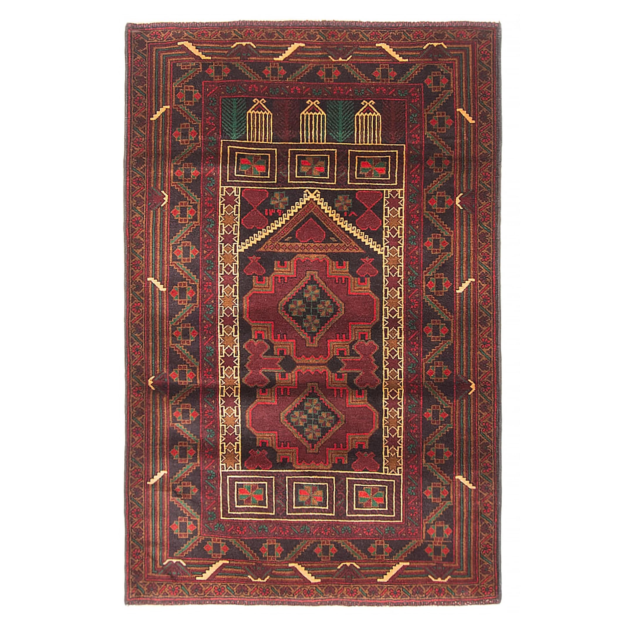 Teimani Burgundy Rug 2'11" x 4'7" - 2'11 x 4'7