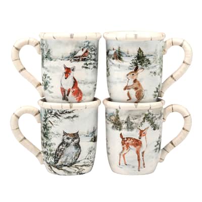 Certified International Winter Frost 18 oz. Mugs, Set of 4