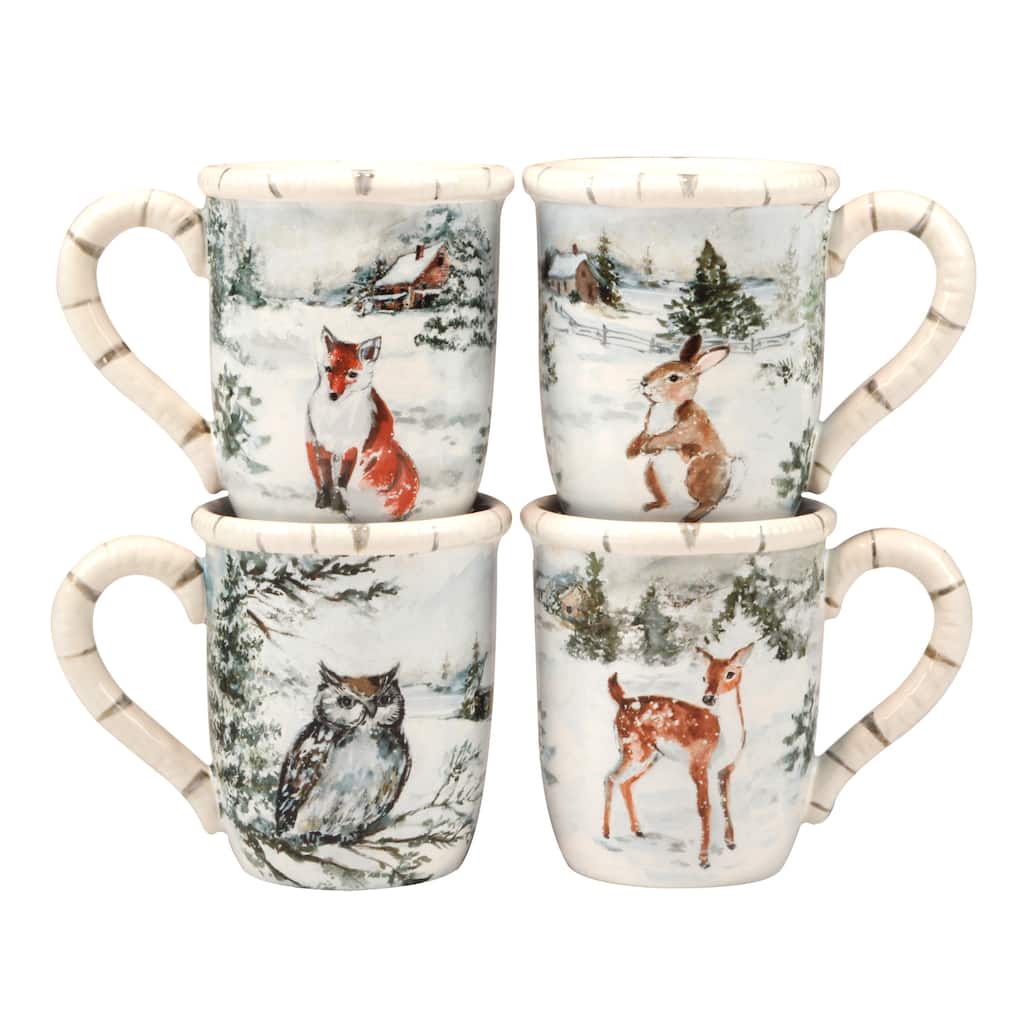 Certified International Winter Frost 18 oz. Mugs, Set of 4