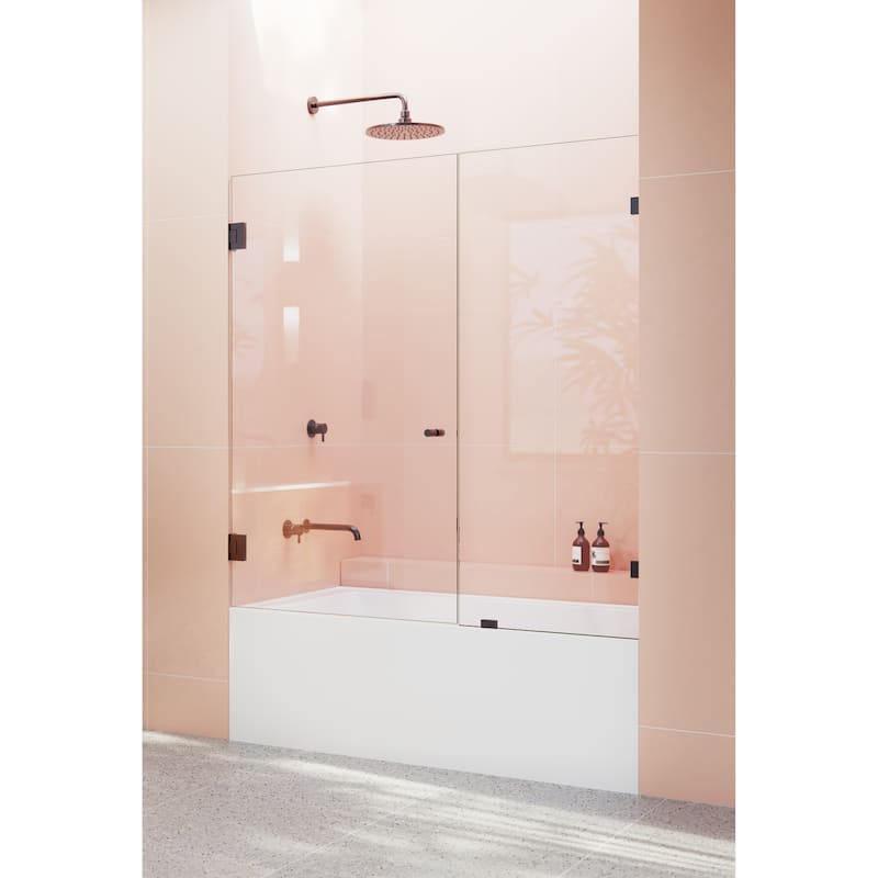 Glass Warehouse 58.25" x 52" Frameless Shower Bath Door - Wall Hinge