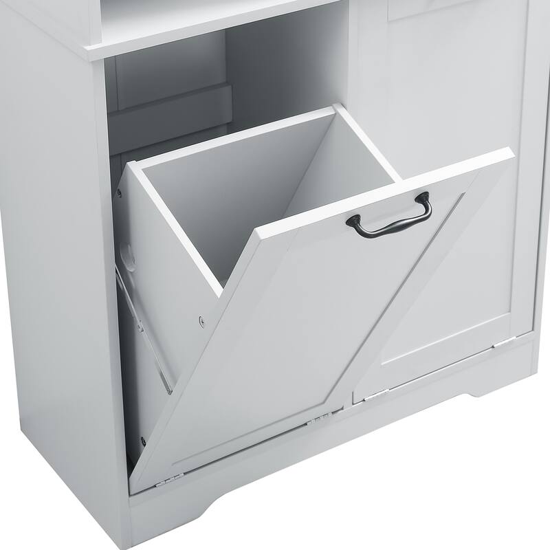 Bathroom Storage Cabinet with Doors and Tilt-Out Laundry Hamper