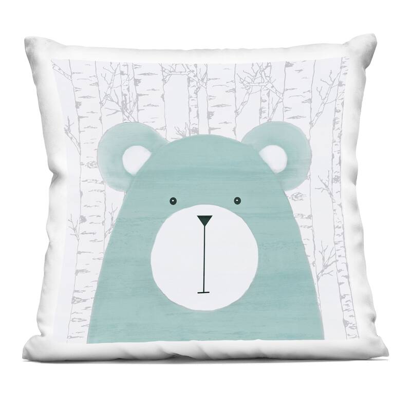 Stupell Woodland Bear on Birch Decorative Printed Throw Pillow Design by Kim Allen - Accent - Polyester - Blue - Single