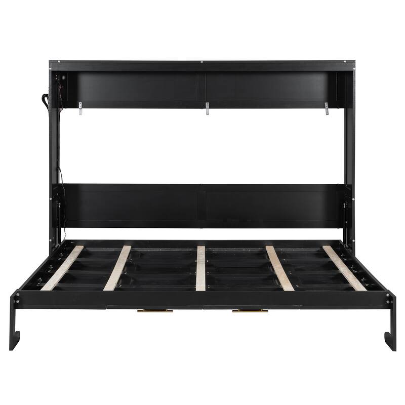 Side-Folding Printed Murphy Bed with LED and USB