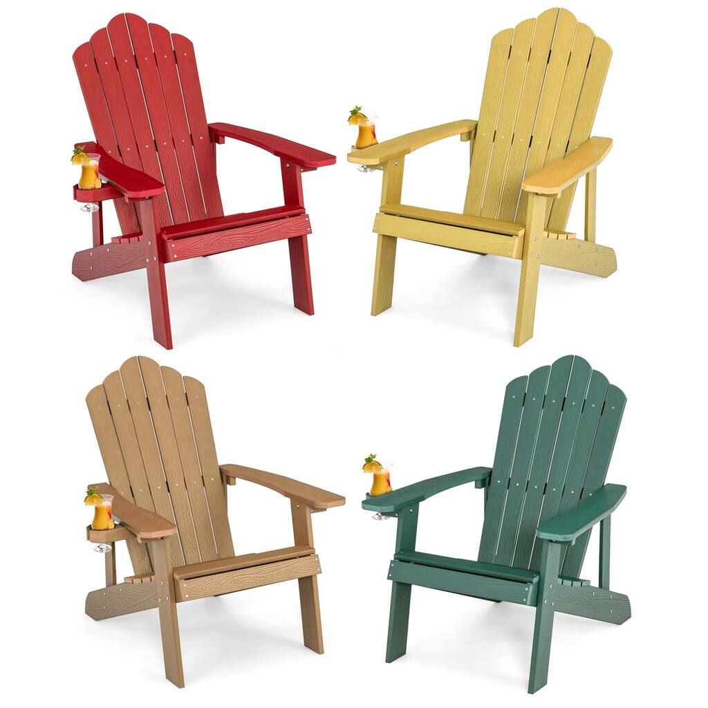4 PCS Multicolor Adirondack Chair Patio Lounge Chairs w/ Cup Holder