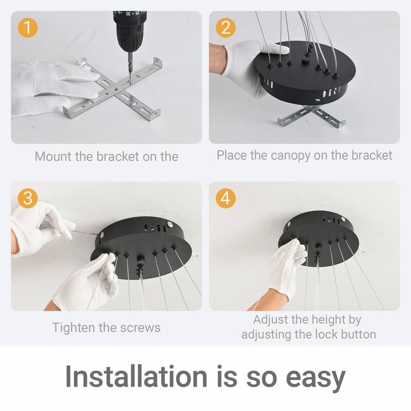 Modern Ring LED Chandelier Ring Adjustable Ceiling Light with Remote Control for High Ceilings