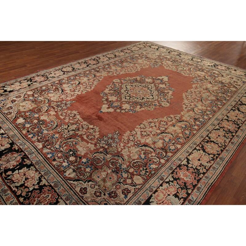 Orange Mahal Persian Antique Area Rug Hand-Knotted Wool Carpet - 9'0"x 12'7"