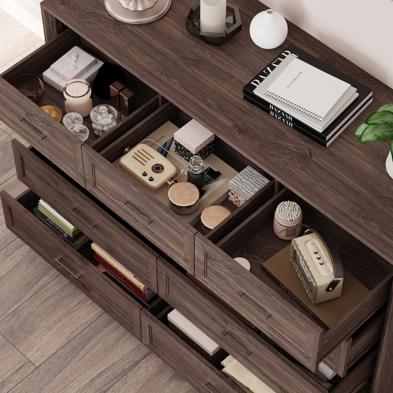 Storage Dresser Organizer TV Stand Chest of Drawers Brown White