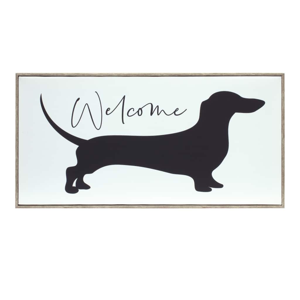 Welcome Dachshund Rectangular Framed Wall Sign - 19.75"