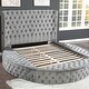 preview thumbnail 3 of 5, Queen Bed Velvet Upholstered Deep Button Soft Tufting, Sleigh Bed
