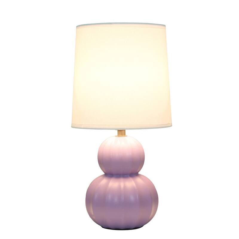 Stacked Double Gourd Ceramic Table Lamp with Tapered Shade - 12.5" - Lavender
