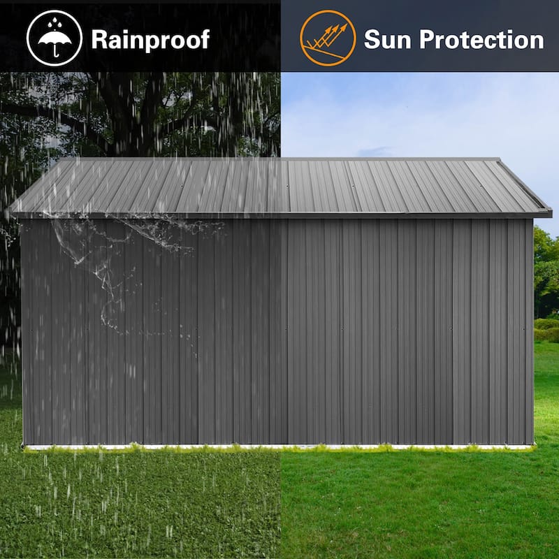 Outdoor 12 x 10 ft. Metal Storage Shed with Window and Vents and Hinged Door and Padlock