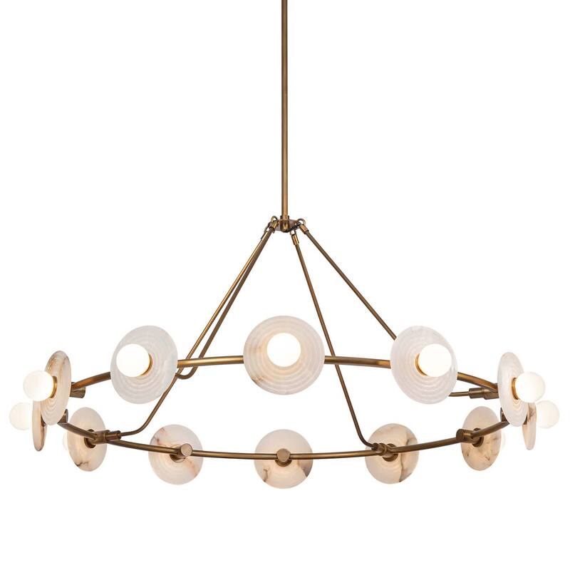 Alora Lighting CH346046 Dahlia 47" Wide LED Ring Chandelier - Vintage Brass / Alabaster