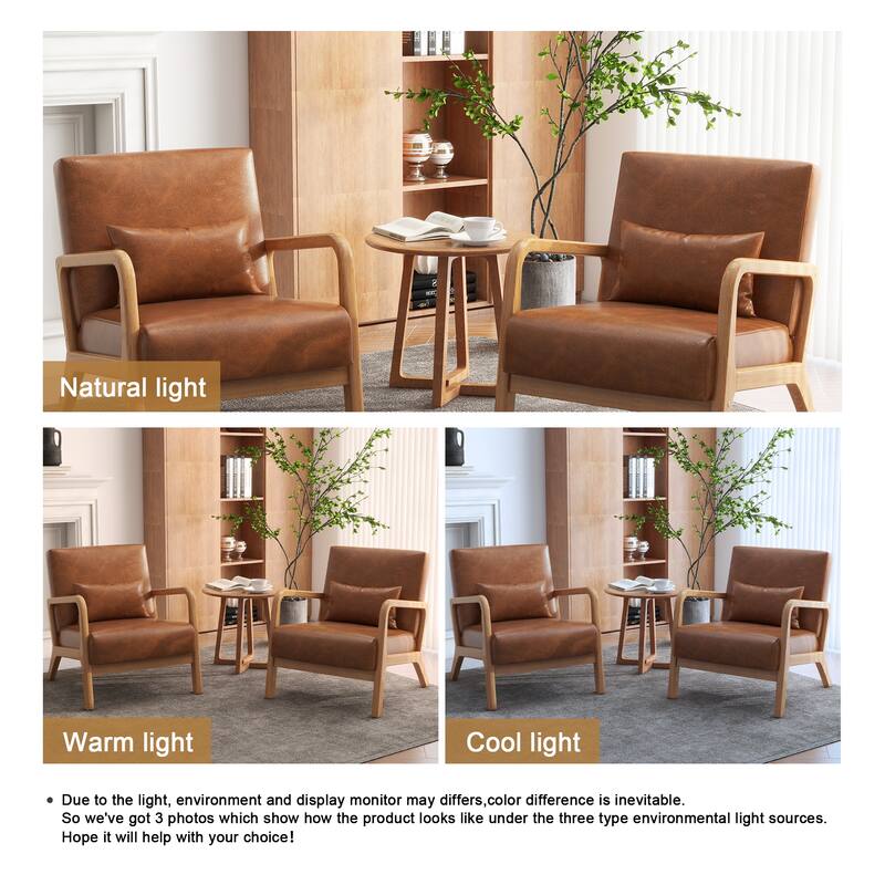 Upholstered Armchair Leisure Chair Accent Chairs Set of 2 with Pillow