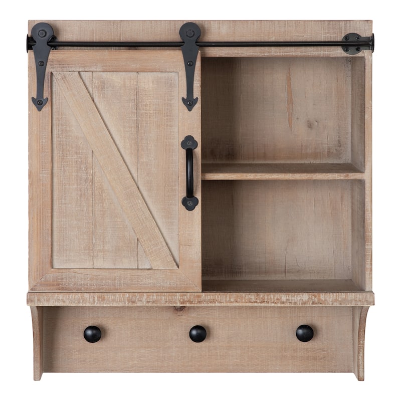 Kate and Laurel Cates Wooden Barn Door Decorative Wall Cabinet - 18x8x20