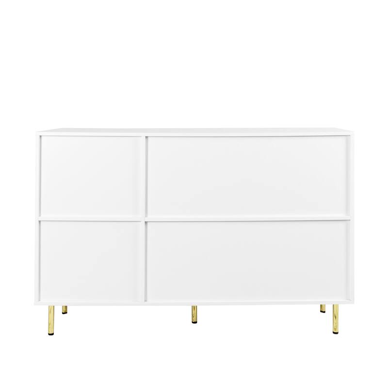 3-Door Large Storage Sideboard with Gold Handles for Kitchen, Dining Room and Living Room.55.12" W Accent White Buffet Cabinet