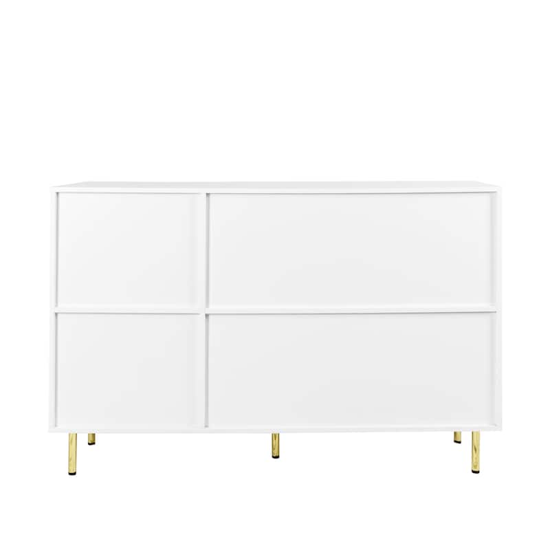 Storage Cabinet with 3 Doors, Coffee Bar Cabinet with Metal Legs, Kitchen Buffet Cabinet with Adjustable Shelves