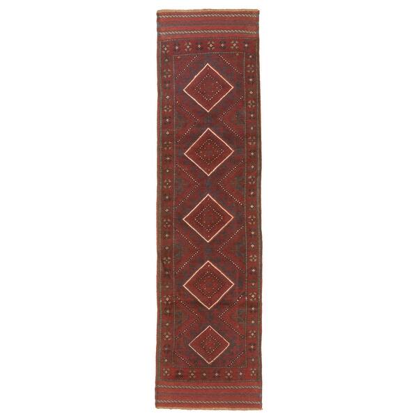 slide 1 of 9, ECARPETGALLERY Hand-knotted Tajik Caucasian Dark Red Wool Rug - 2'1 x 8'2
