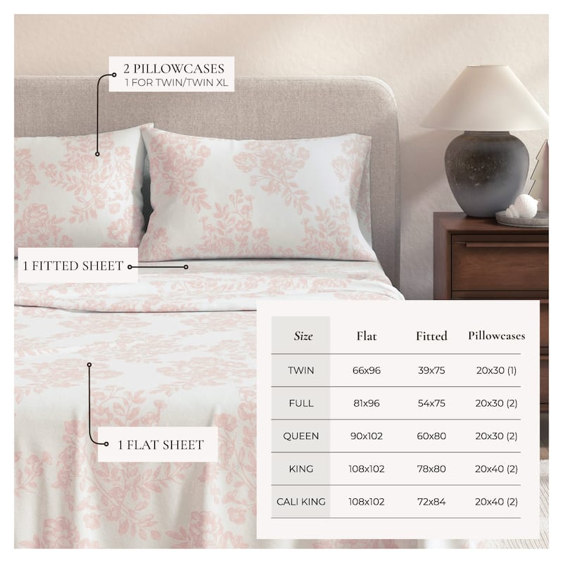 Linery & Co. Turkish Cotton Double-Brushed Printed Flannel Bed Sheet Set