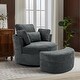 preview thumbnail 21 of 198, 41" W Oversized Accent Barrel Swivel Chair with Moon Storage Ottoman