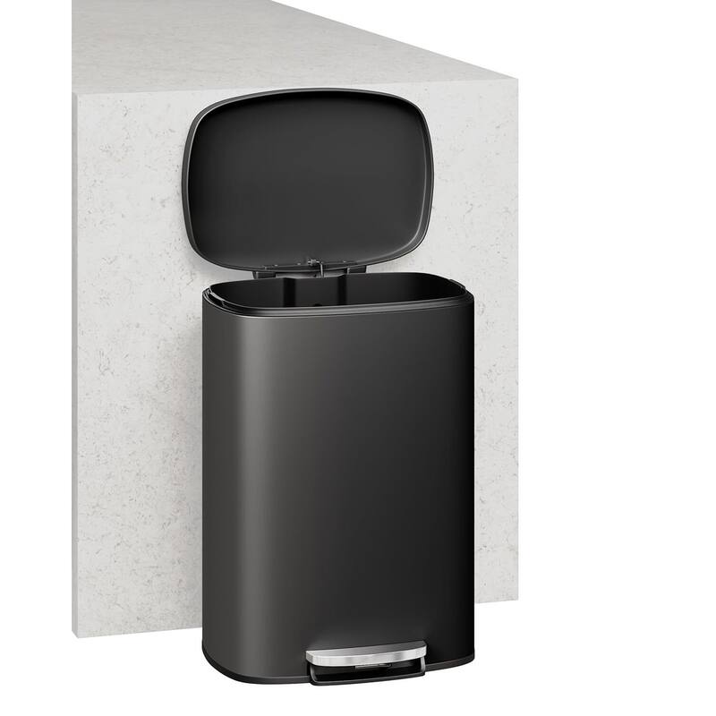 13.2 Gallon and 2.6 Gallon Stainless Steel Trash Can Combo Set with Removable Inner Drum for Kitchen, Bathroom, Office