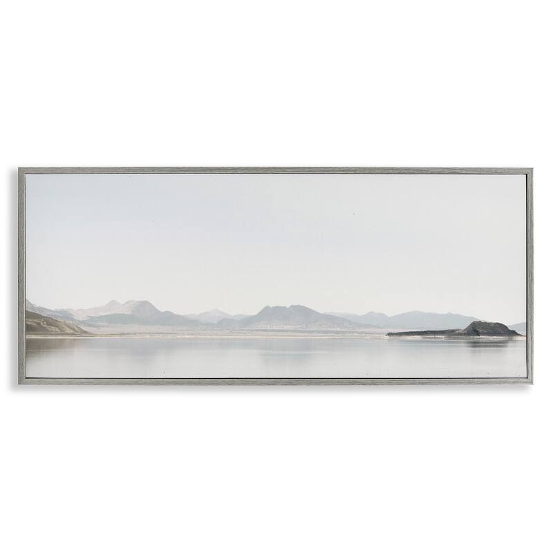Stupell Misty Morning Mountain Framed Giclee Art Design By Gemma Bardot - 30 x 13 - Grey