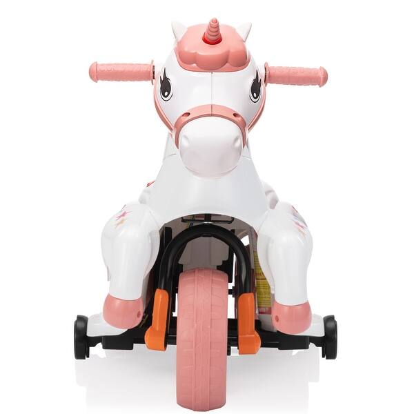 slide 2 of 7, Unicorn stroller,Electric Toy Bike with Training Wheels for Kids 3-6 Pink - Assembly Required - 5-7 Years