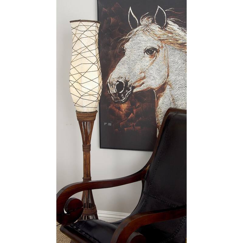 Bamboo Wood Room Floor Lamp - Brown - Roche River Decor