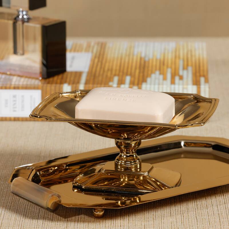 Lucente Polished Stainless Steel Footed Serving Dish
