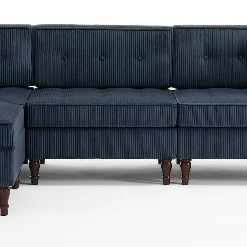 Oversized Sofa Corduroy Tufted Modular Sectional Set