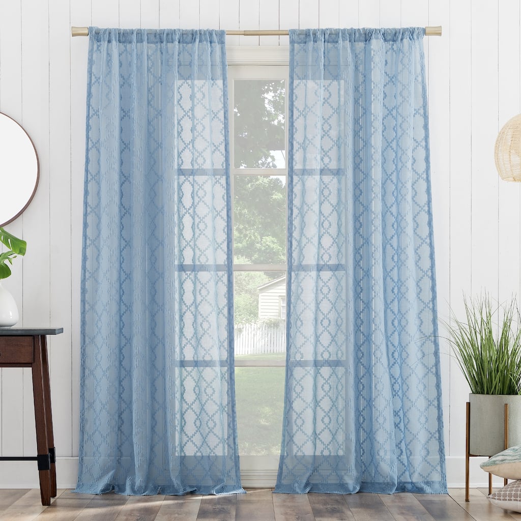 No. 918 Tina Geometric Clipped Semi-Sheer Rod Pocket Curtain Panel, Single Panel